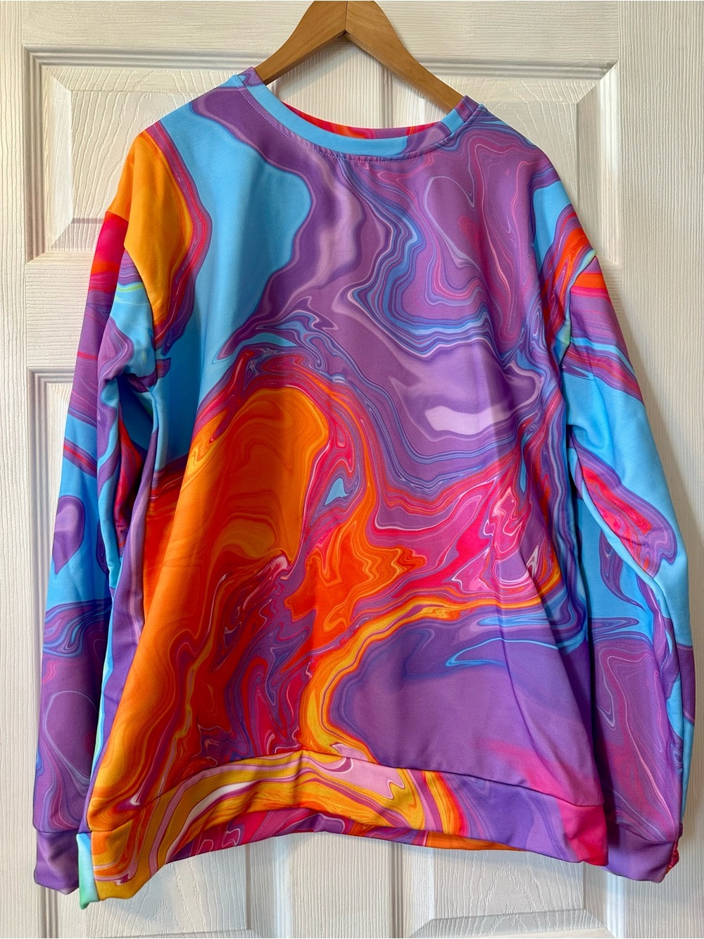 Vibrant Marble Swirl Crewneck – Multicolor